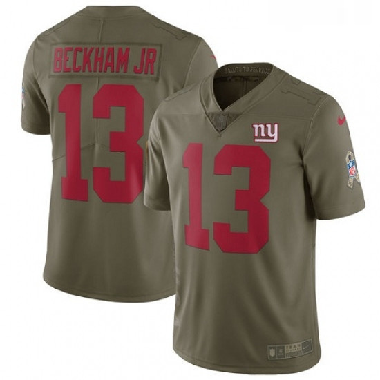 Mens Nike New York Giants 13 Odell Beckham Jr Limited Olive 2017 Salute to Service NFL Jersey