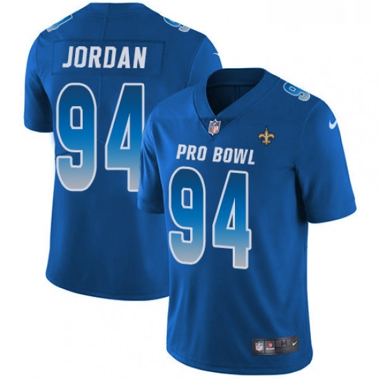 Mens Nike New Orleans Saints 94 Cameron Jordan Limited Royal Blue 2018 Pro Bowl NFL Jersey