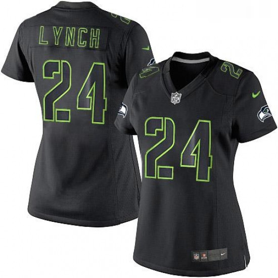 Womens Nike Seattle Seahawks 24 Marshawn Lynch Limited Black Impact NFL Jersey