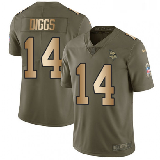 Youth Nike Minnesota Vikings 14 Stefon Diggs Limited OliveGold 2017 Salute to Service NFL Jersey