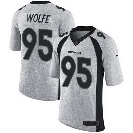 Nike Broncos #95 Derek Wolfe Gray Mens Stitched NFL Limited Gridiron Gray II Jersey