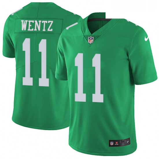 Mens Nike Philadelphia Eagles 11 Carson Wentz Limited Green Rush