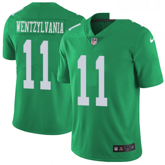 Mens Nike Philadelphia Eagles 11 Carson Wentz Limited Green Rush Vapor Untouchable Wentzylvania NFL 