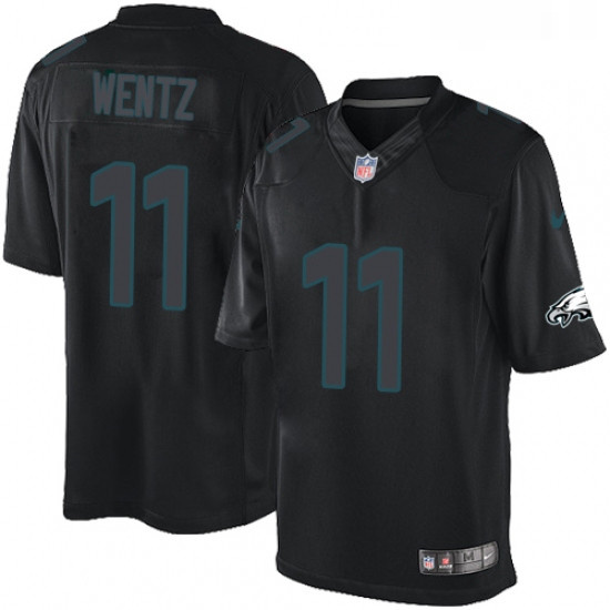 Mens Nike Philadelphia Eagles 11 Carson Wentz Limited Black Impact NFL Jersey