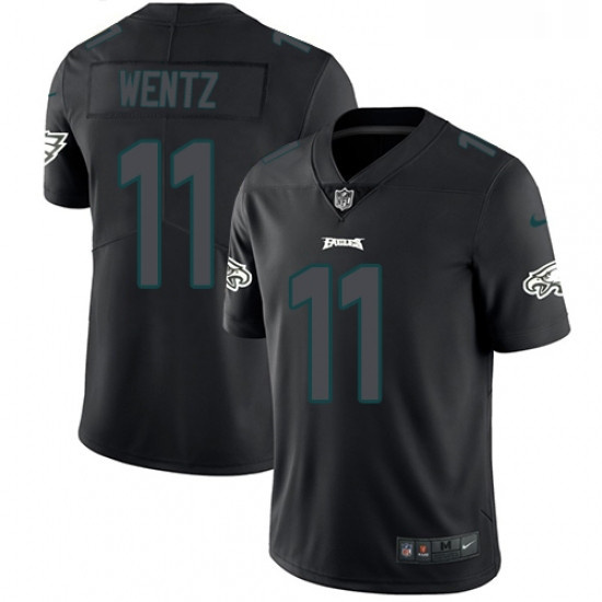 Mens Nike Philadelphia Eagles 11 Carson Wentz Limited Black Rush