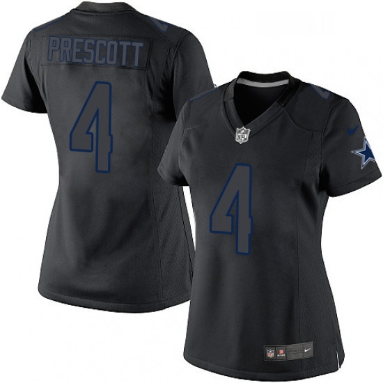 Womens Nike Dallas Cowboys 4 Dak Prescott Limited Black Impact NFL Jersey