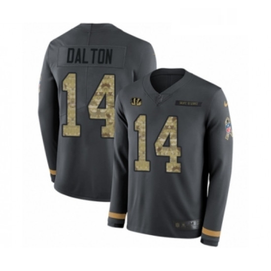 Youth Nike Cincinnati Bengals 14 Andy Dalton Limited Black Salute to Service Therma Long Sleeve NFL 