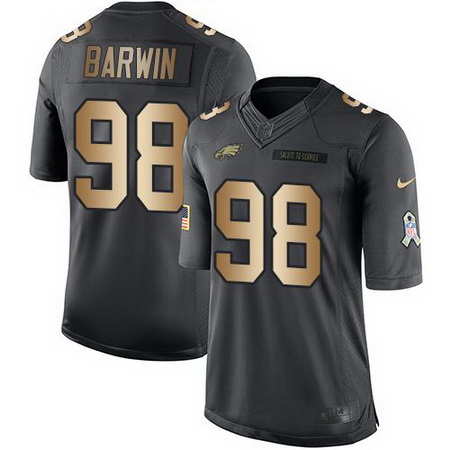 Nike Eagles #98 Connor Barwin Black Mens Stitched NFL Limited Gold Salute To Service Jersey