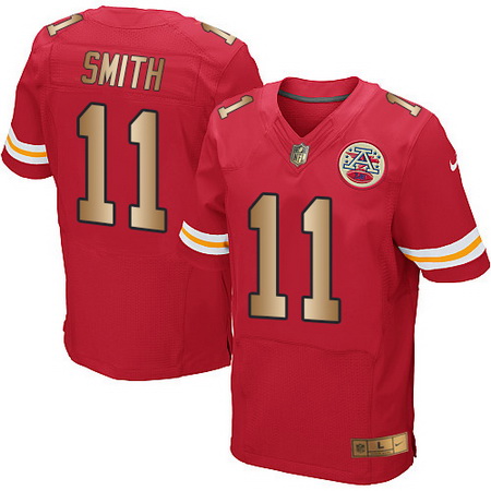 Nike Chiefs #11 Alex Smith Red Team Color Mens Stitched NFL Elite Gold Jersey