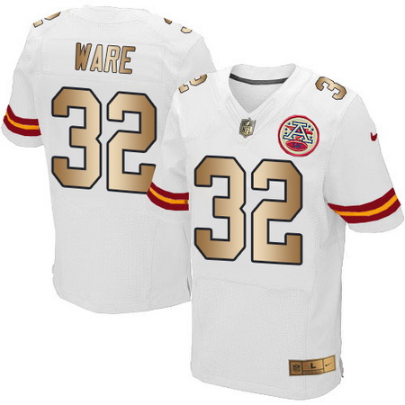 Nike Chiefs #32 Spencer Ware White Mens Stitched NFL Elite Gold Jersey