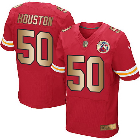 Nike Chiefs #50 Justin Houston Red Team Color Mens Stitched NFL Elite Gold Jersey