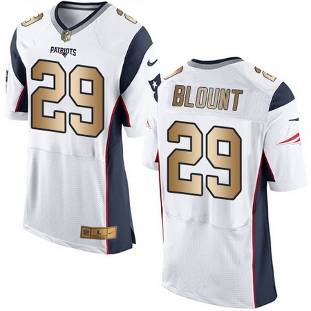 Nike Patriots #29 LeGarrette Blount White Mens Stitched NFL New Elite Gold Jersey