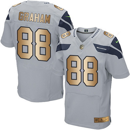 Nike Seahawks #88 Jimmy Graham Grey Alternate Mens Stitched NFL Elite Gold Jersey