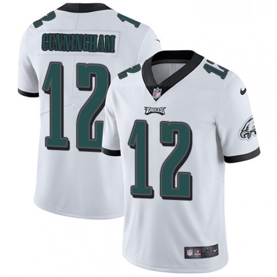 Mens Nike Philadelphia Eagles 12 Randall Cunningham White Vapor Untouchable Limited Player NFL Jerse