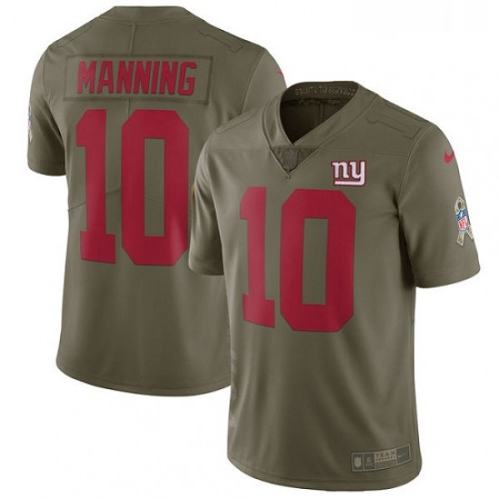 Youth Nike New York Giants 10 Eli Manning Limited Olive 2017 Salute to Service NFL Jersey