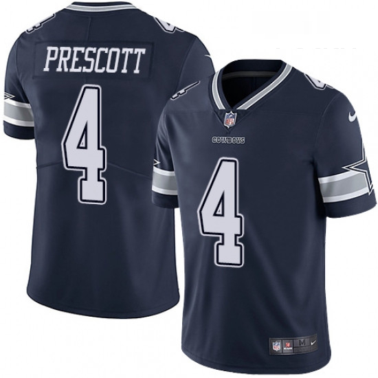 Youth Nike Dallas Cowboys 4 Dak Prescott Navy Blue Team Color Vapor Untouchable Limited Player NFL J