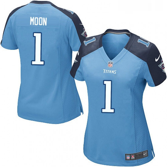 Womens Nike Tennessee Titans 1 Warren Moon Game Light Blue Team Color NFL Jersey