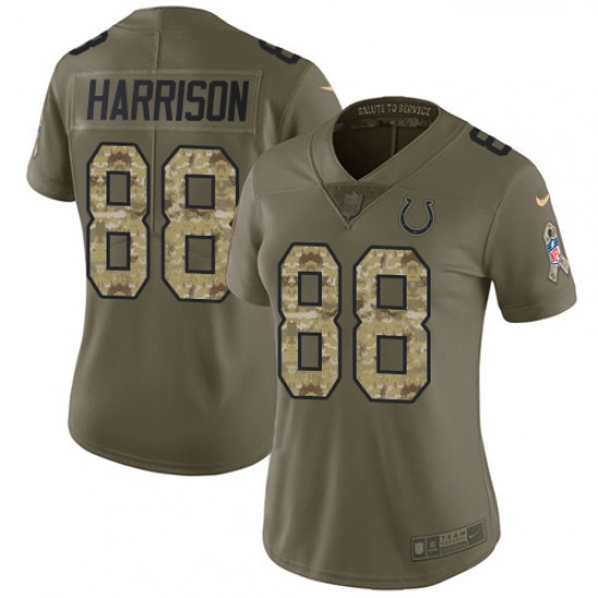 Womens Nike Indianapolis Colts 88 Marvin Harrison Limited OliveCamo 2017 Salute to Service NFL Jerse