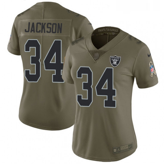 Womens Nike Oakland Raiders 34 Bo Jackson Limited Olive 2017 Sal