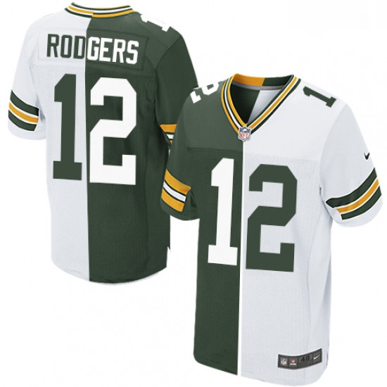 Men Nike Green Bay Packers 12 Aaron Rodgers Elite GreenWhite Spl