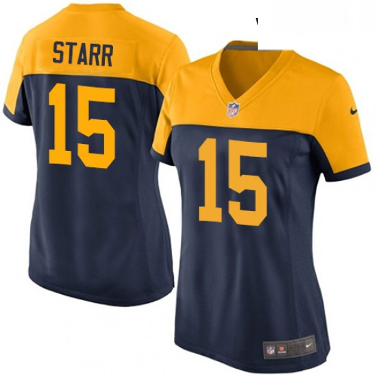 Womens Nike Green Bay Packers 15 Bart Starr Game Navy Blue Alternate NFL Jersey