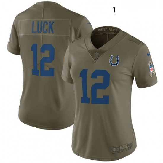 Womens Nike Indianapolis Colts 12 Andrew Luck Limited Olive 2017