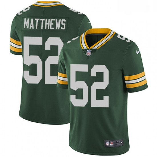 Men Nike Green Bay Packers 52 Clay Matthews Green Team Color Vapor Untouchable Limited Player NFL Je