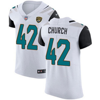 Nike Jaguars #42 Barry Church White Mens Stitched NFL Vapor Unto