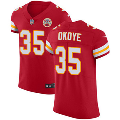 Nike Chiefs #35 Christian Okoye Red Team Color Mens Stitched NFL Vapor Untouchable Elite Jersey