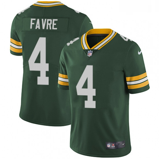 Men Nike Green Bay Packers 4 Brett Favre Green Team Color Vapor Untouchable Limited Player NFL Jerse