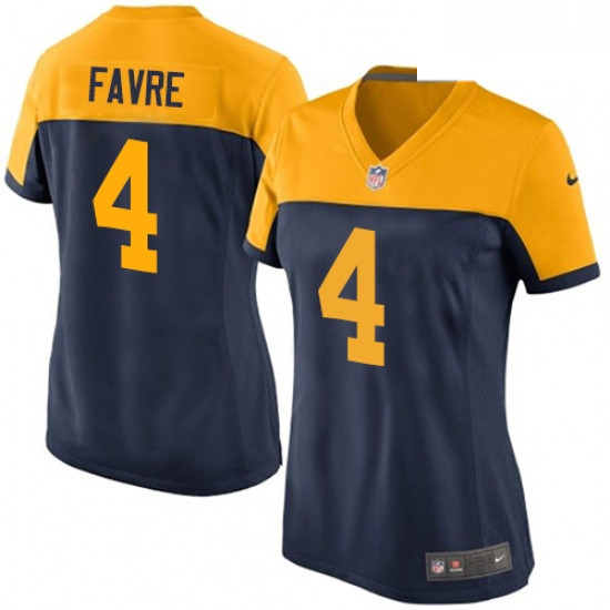 Womens Nike Green Bay Packers 4 Brett Favre Elite Navy Blue Alternate NFL Jersey