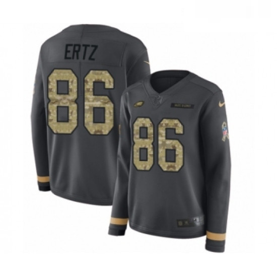 Womens Nike Philadelphia Eagles 86 Zach Ertz Limited Black Salute to Service Therma Long Sleeve NFL 