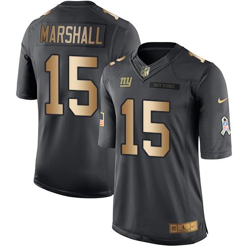 Nike Giants #15 Brandon Marshall Black Men's Stitched NFL Limited Gold Salute To Service Jersey