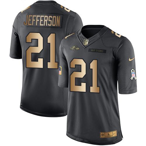 Nike Ravens #21 Tony Jefferson Black Men's Stitched NFL Limited Gold Salute To Service Jersey