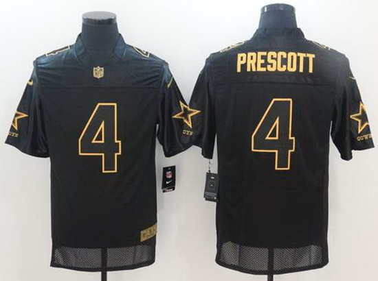 Nike Cowboys #4 Dak Prescott Black Mens Stitched NFL Elite Pro Line Gold Collection Jersey