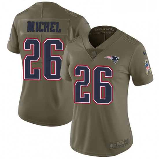 Womens Nike New England Patriots 26 Sony Michel Limited Olive 2017 Salute to Service NFL Jersey