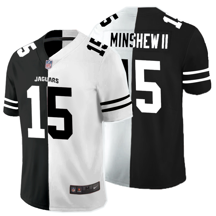 Nike Jaguars 15 Gardner Minshew II Black And White Split Vapor Untouchable Limited Jersey (1)