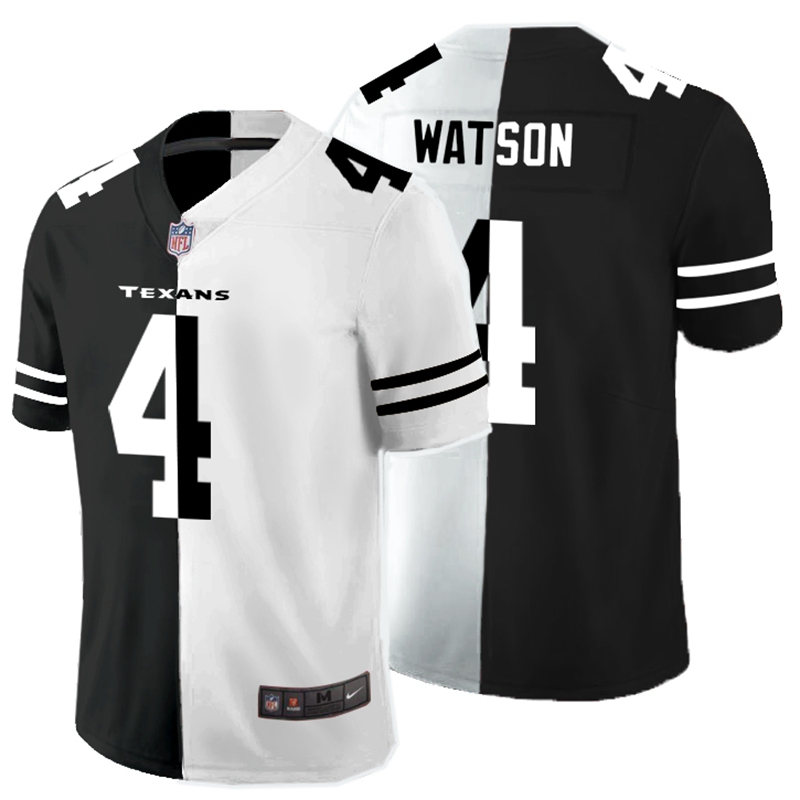 Nike Texans 4 Deshaun Watson Black And White Split Vapor Untouch