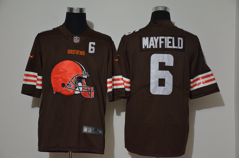 Nike Browns 6 Baker Mayfield Brown Team Big Logo Number Vapor Untouchable Limited Jersey