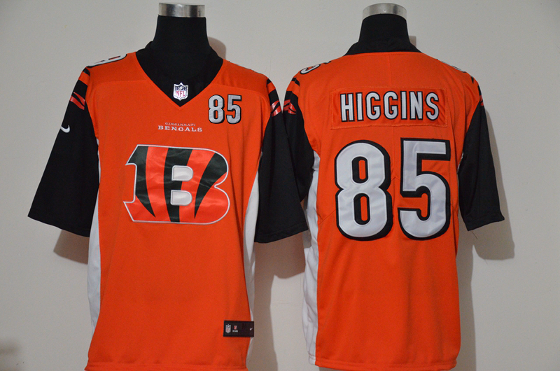 Nike Bengals 85 Tee Higgins Orange Team Big Logo Number Vapor Untouchable Limited Jersey