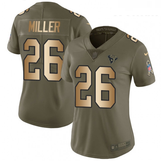 Womens Nike Houston Texans 26 Lamar Miller Limited OliveGold 201