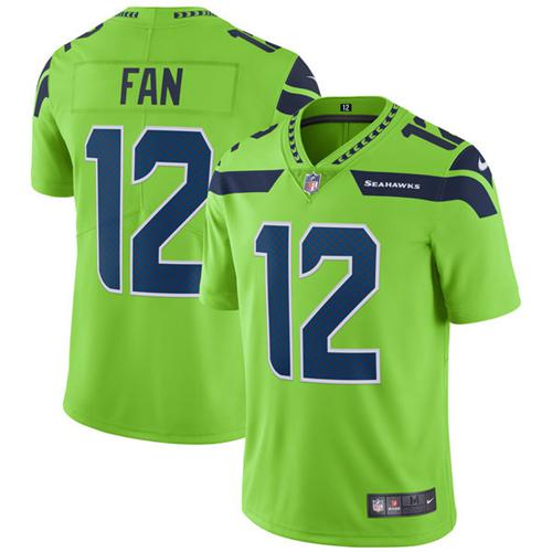 Nike Seahawks #12 Fan Green Mens Stitched NFL Limited Rush Jerse