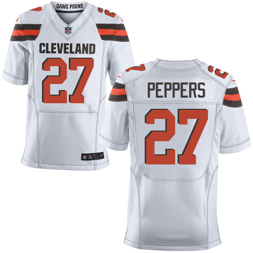 Nike Browns #27 Jabrill Peppers White Mens Stitched NFL New Elite Jersey