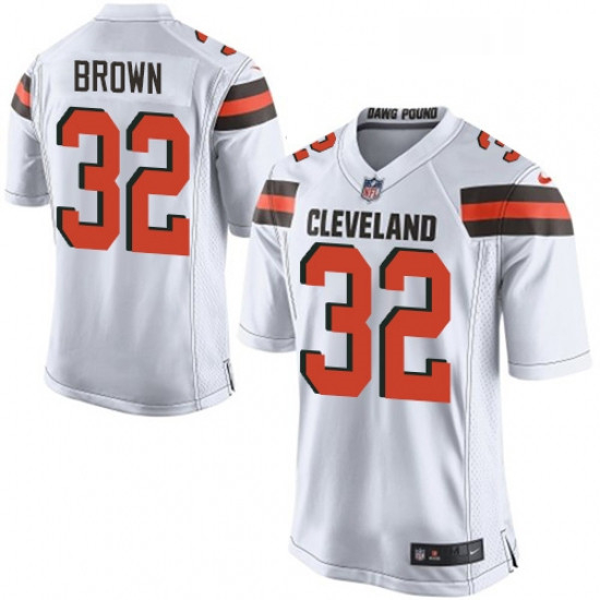 Mens Nike Cleveland Browns 32 Jim Brown Game White NFL Jersey