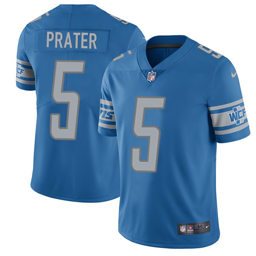 Nike Lions #5 Matt Prater Blue Team Color Mens Stitched NFL Limited Jersey