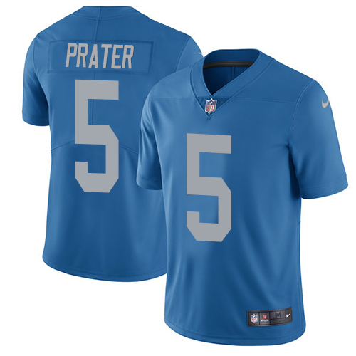 Nike Lions #5 Matt Prater Blue Throwback Mens Stitched NFL Limit