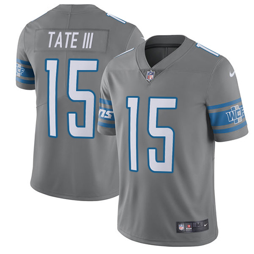 Nike Lions #15 Golden Tate III Gray Mens Stitched NFL Limited Ru