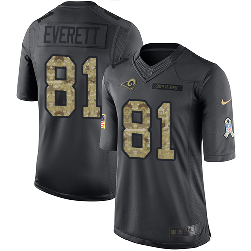 Nike Rams #81 Gerald Everett Black Mens Stitched NFL Limited 2016 Salute to Service Jersey