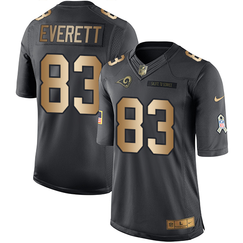 Nike Rams #83 Gerald Everett Black Mens Stitched NFL Limited Gold Salute To Service Jersey