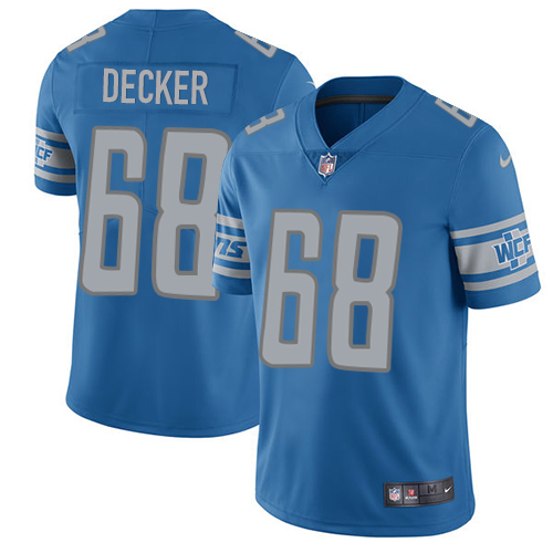 Nike Lions #68 Taylor Decker Blue Team Color Mens Stitched NFL Limited Jersey